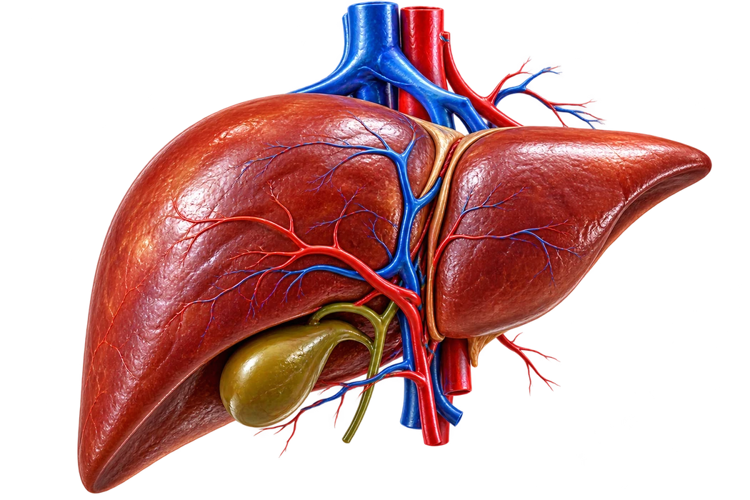 Medical illustration of the human liver